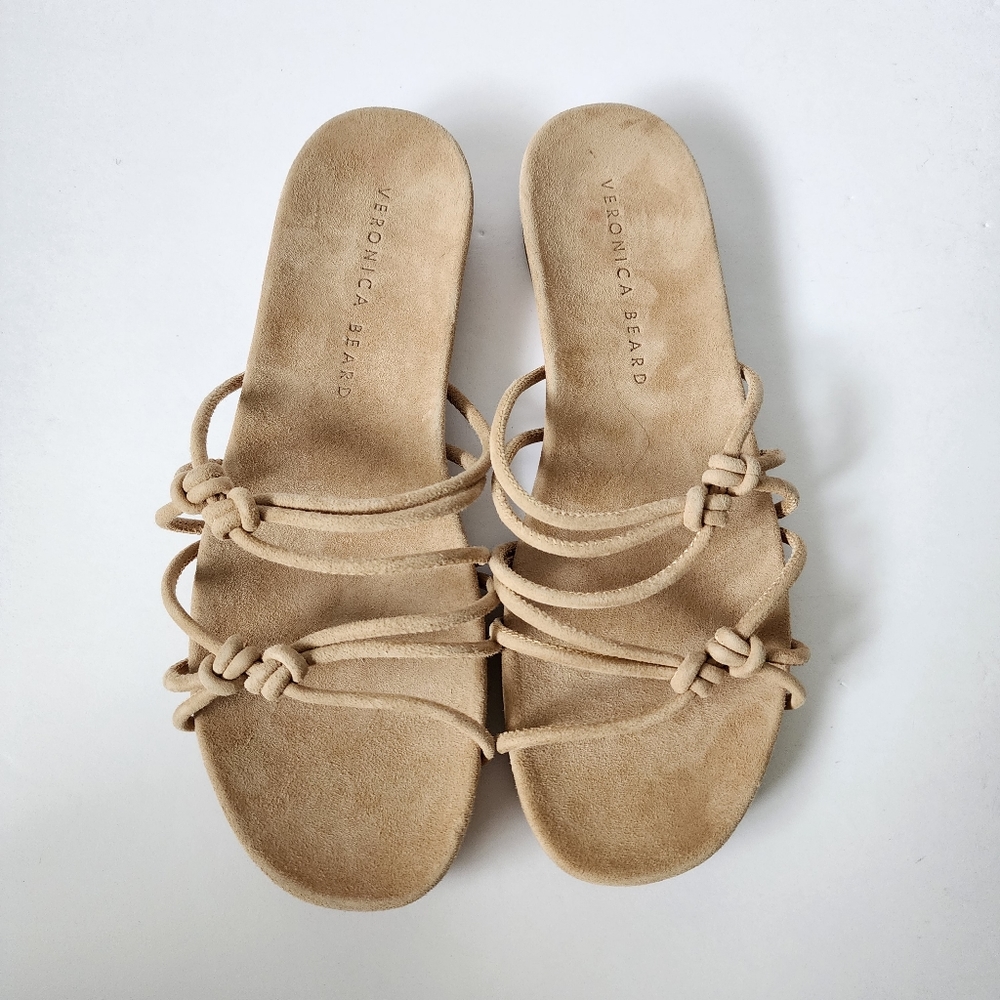 Veronica Beard suede nude comfy sandal knotted straps Size 6.5 New